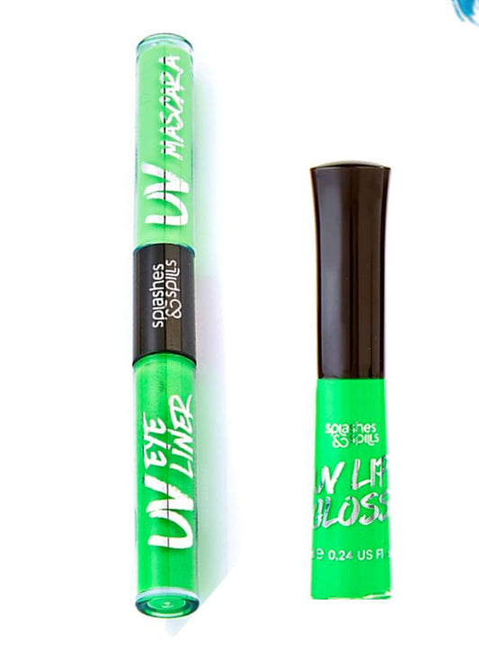 2 In 1 UV Reactive Eyeliner + Mascara + Lip Gloss Combo